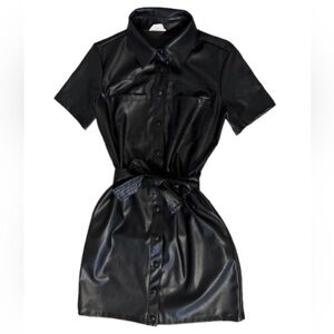 Emproved Tribal Black Vegan Leather Button Down Dress
